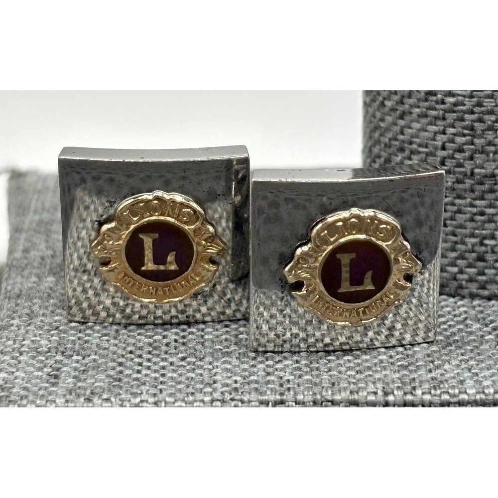 Vintage P&K Lions International Cufflinks Sterling Silver 925 & Gold Vermeil
